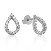 Boucles d'oreilles pendantes en argent et pierre blanche